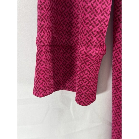 Forever 21 Dress Size L Pink Geometric Print 3/4 Sleeve True Wrap V-neck Lined - Picture 5 of 8